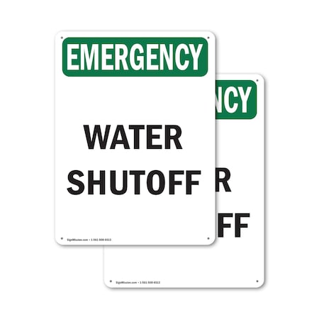Signmission Water Shutoff, 7 in W x Rectangle, Plastic OS-2PACK-EM-P-710-V-10471